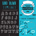 Vintage alphabet. Retro distressed alphabet vector font. Hand drawn letters and numbers. Royalty Free Stock Photo